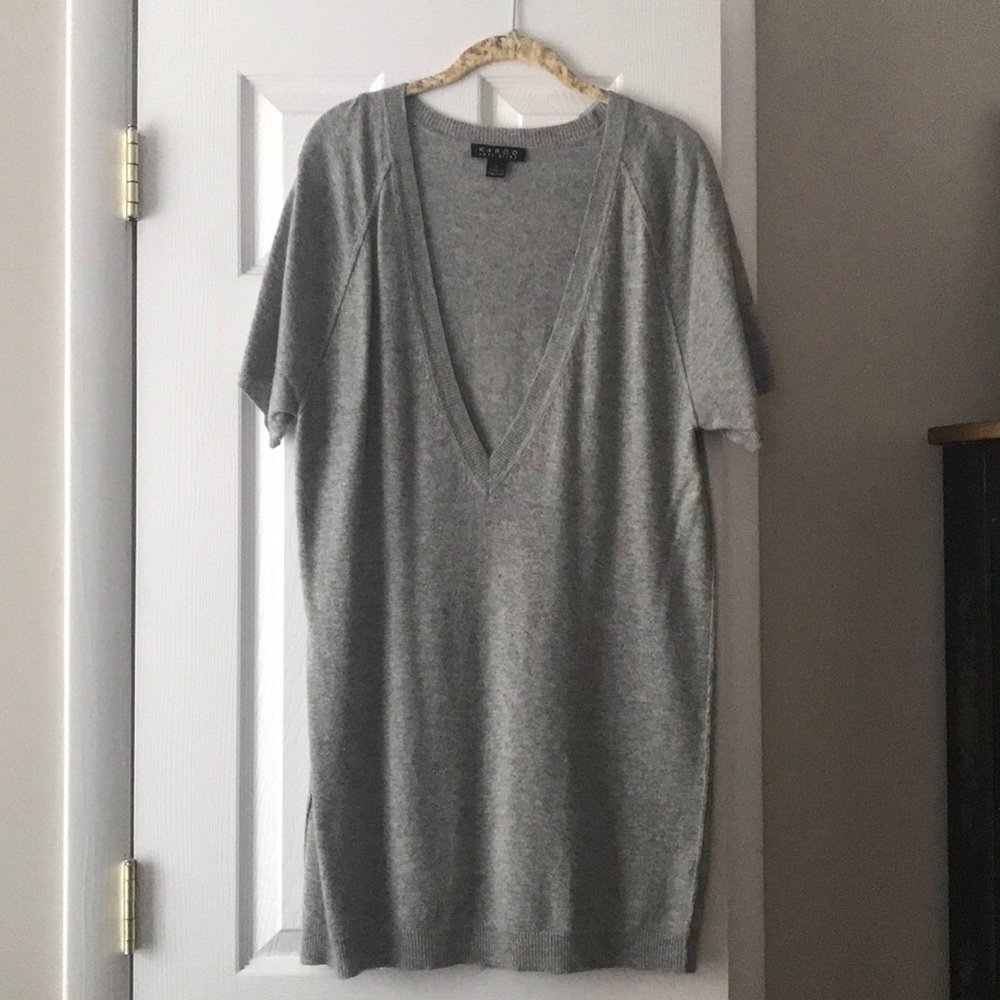 Karoo Long  Grey sweater with Deep V neck